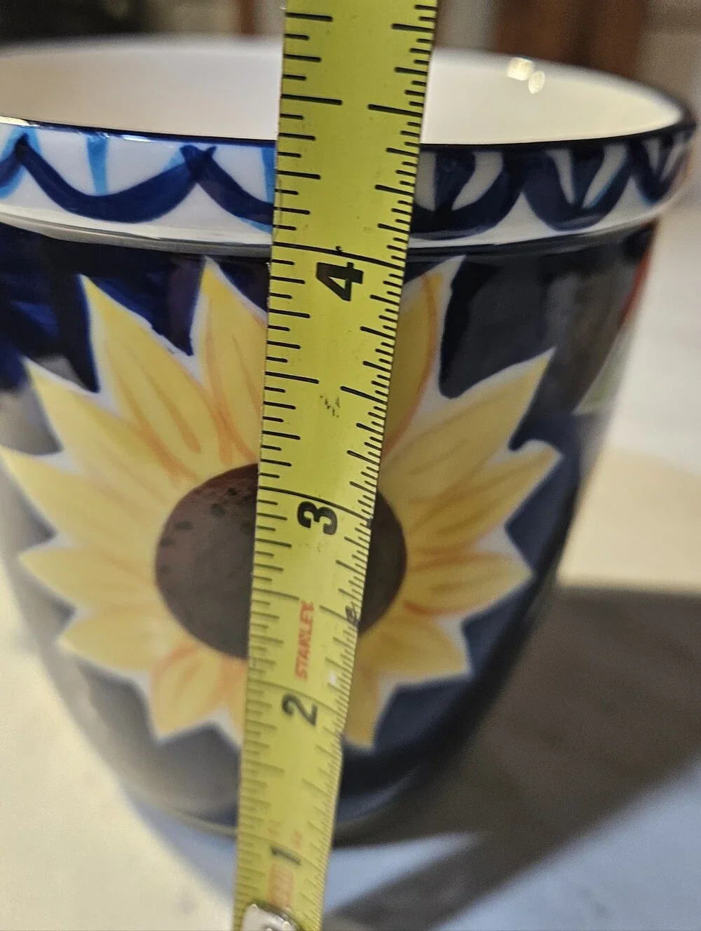 Vintage Starbucks Barista Sunflower Fruit Cobalt Blue Ceramic Mug 2001